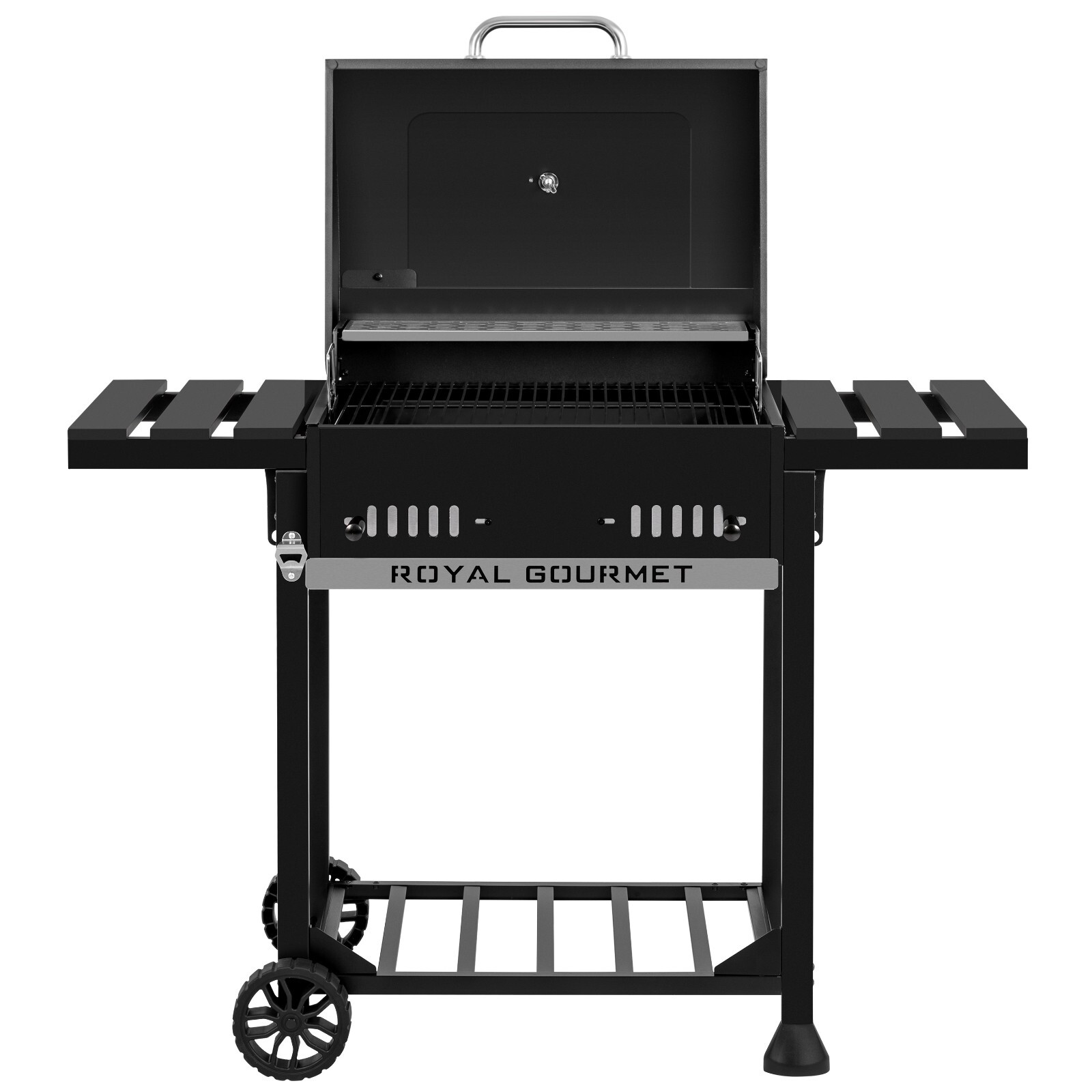 Royal Gourmet 24-Inch Movable Charcoal BBQ Grill with Foldable Side Shelves