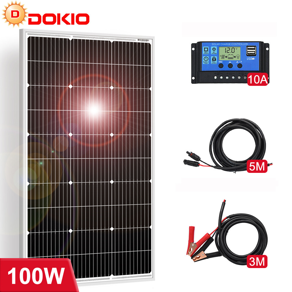 Dokio 100W 200W 400W Solar Panel Kit 12V Mono Solar Panel Home RV Caravan Boat