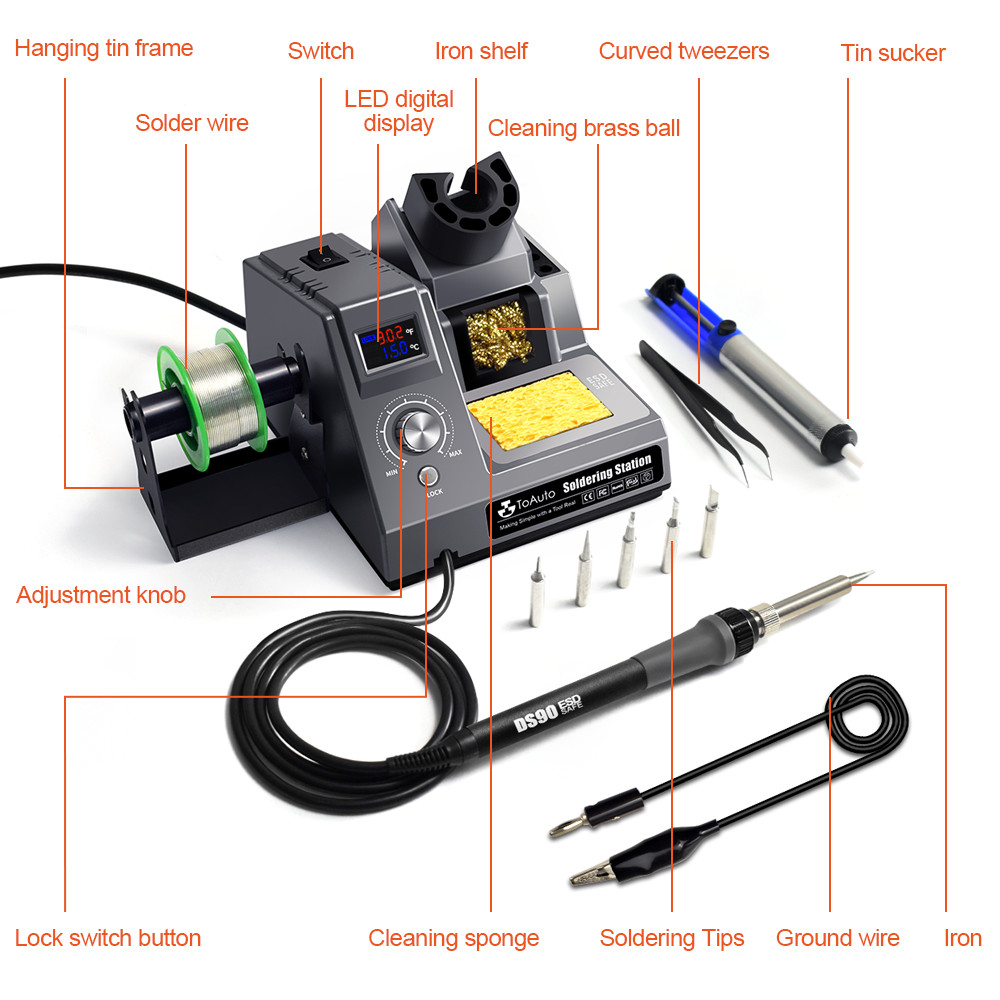 110V SMD Rework Soldering Iron Station Kit Desoldering Repair Tool LED Display