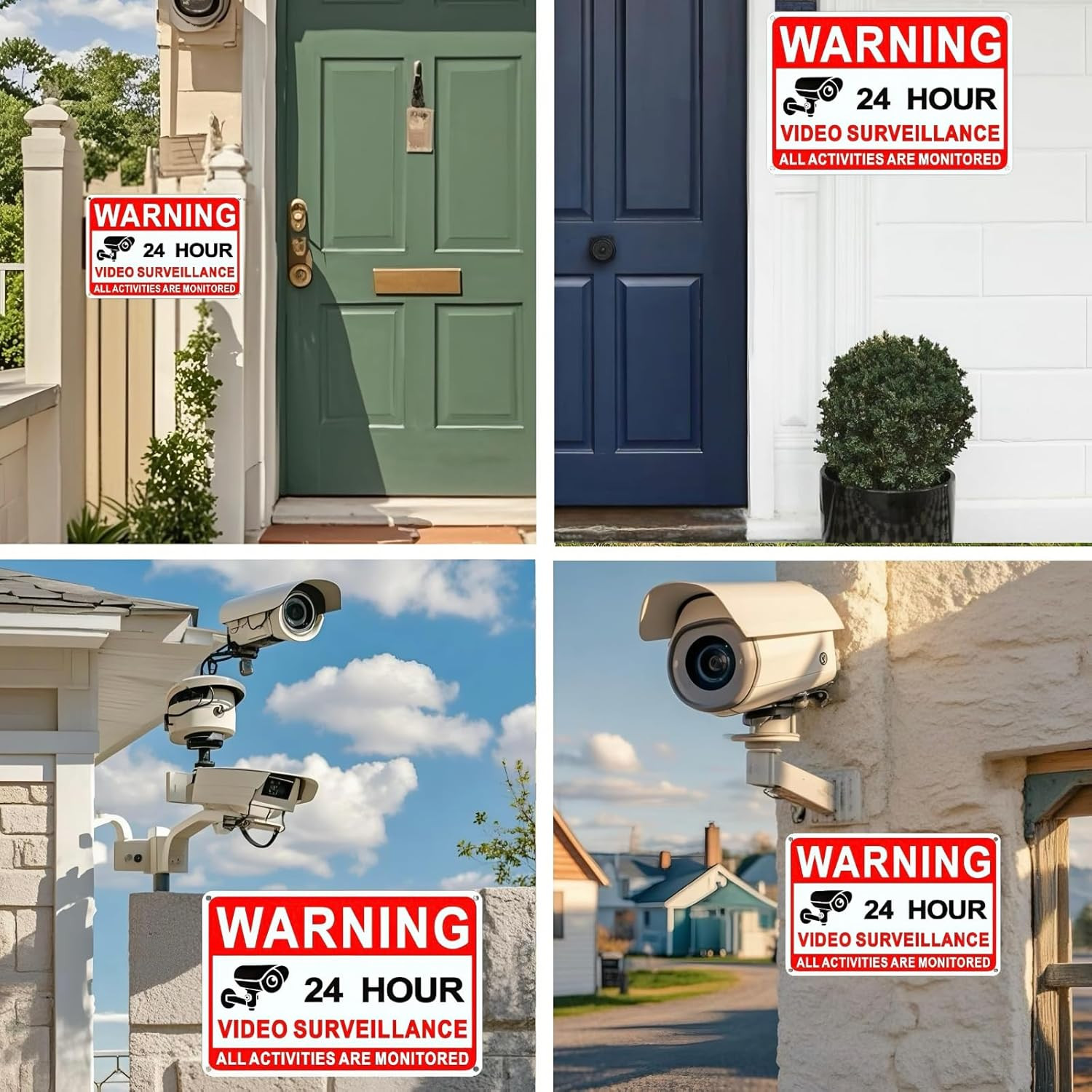 **4 Pack Video Surveillance Signs 8×12″ No Trespassing Metal Security Warning**