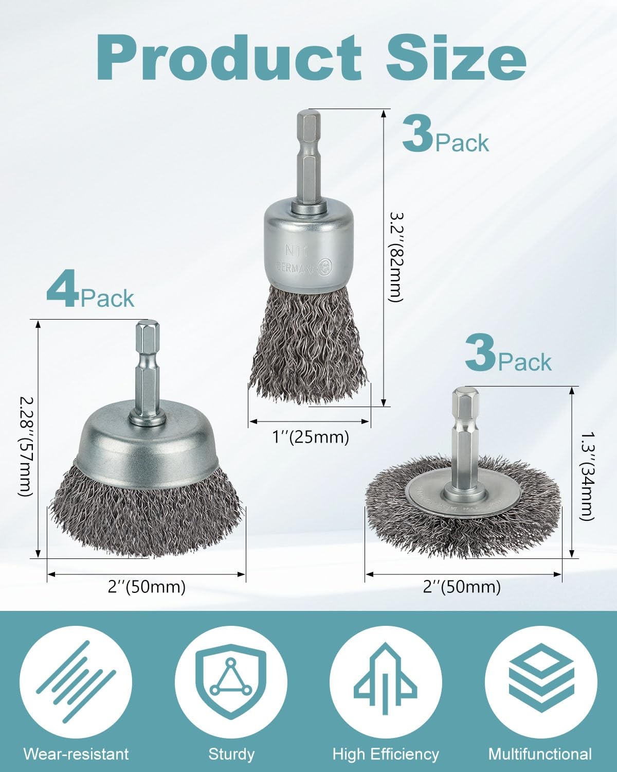 WENORA 10 Pcs Wire Brush for Drill, Coarse Carbon Steel Crimping Wire Wheel B…