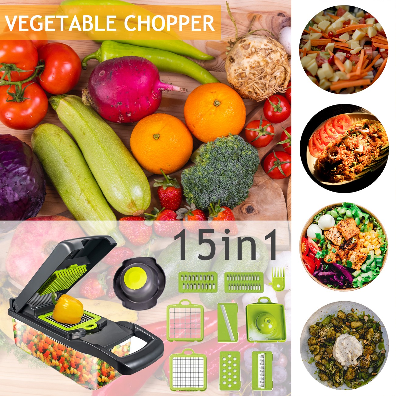 15 in 1 Food Salad Veggie Peelers Slicer Kitchen Vegetable Fruit Chopper Cutter