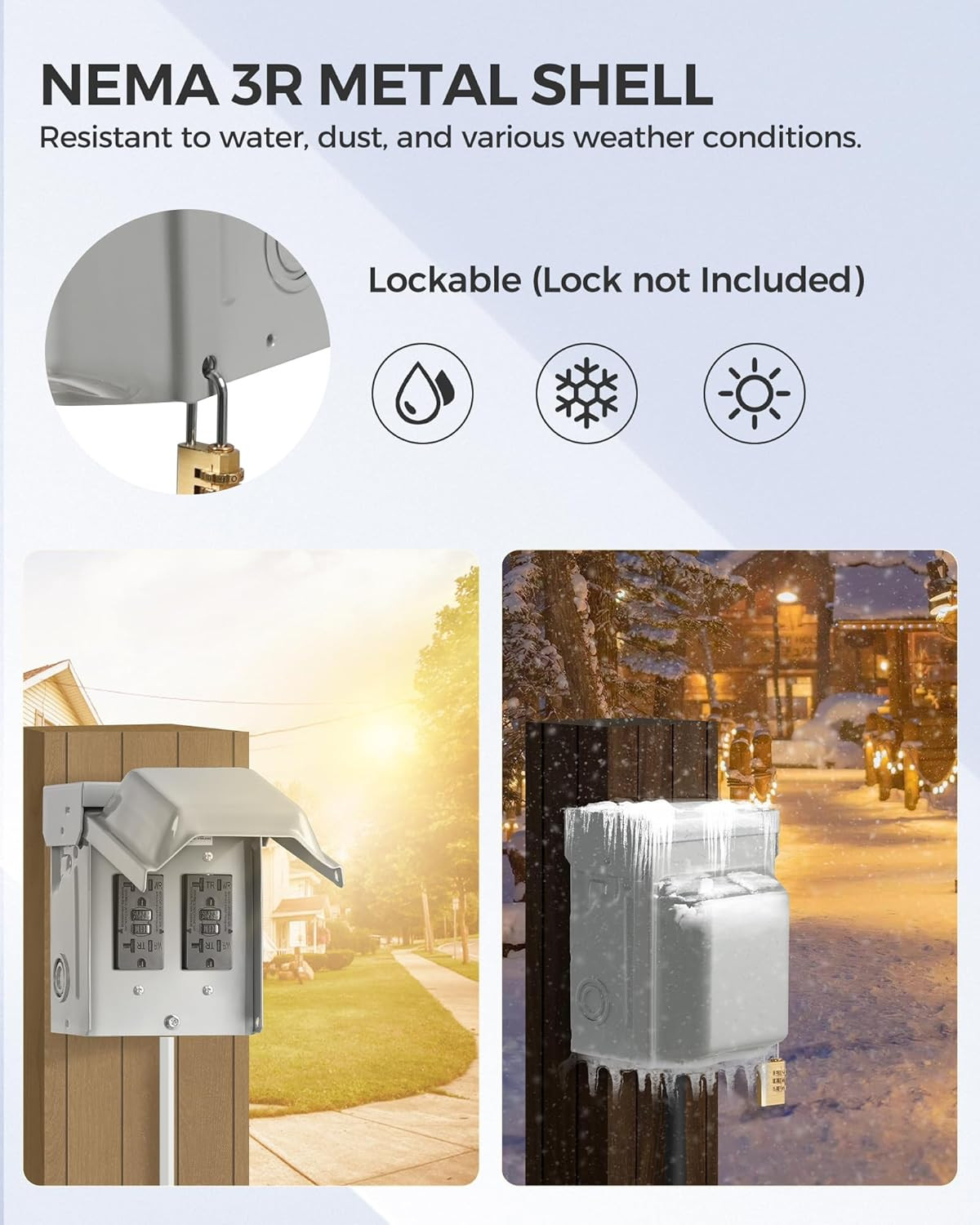 Outdoor Outlet Box, Waterproof Outdoor Electrical Outlet Box, Dual 20 Amp WRTR G