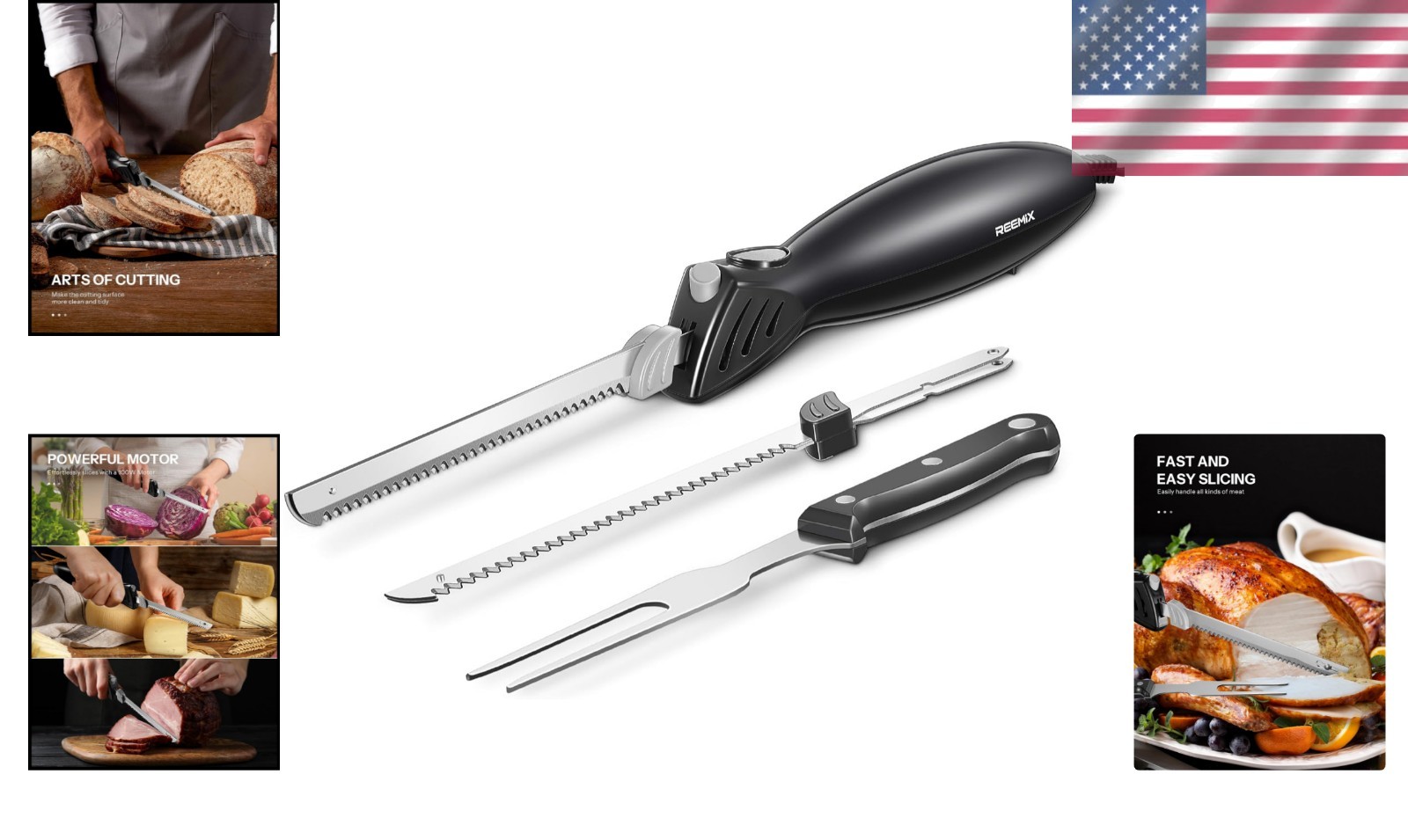 Dual Blade Electric Knife for Meats & Bread with Safety Lock – Camping Essential