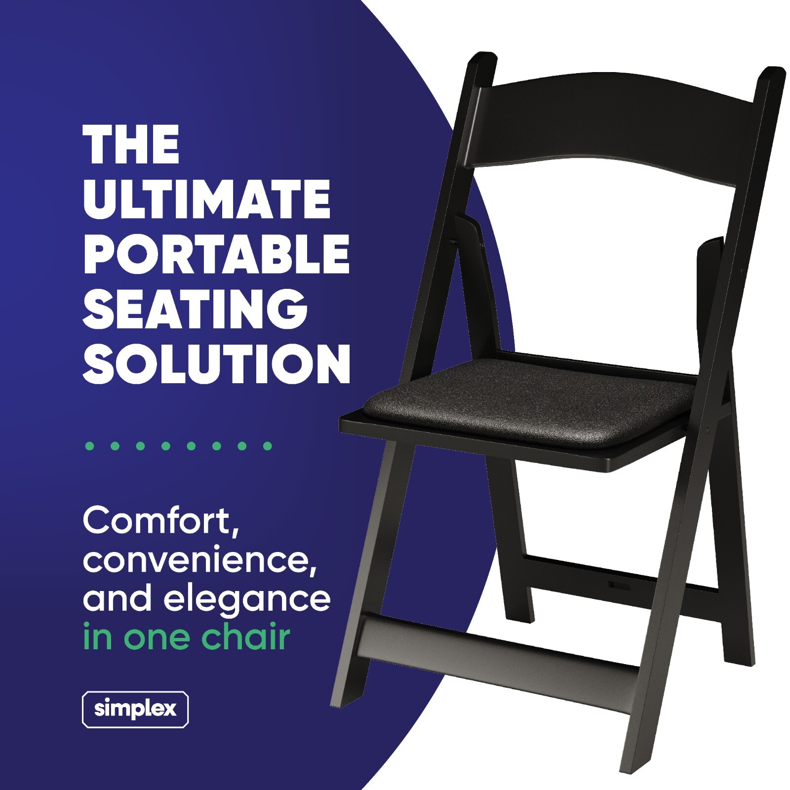 Black Resin Stackable Folding Chair – Indoor/Outdoor Folding Chairs for Events