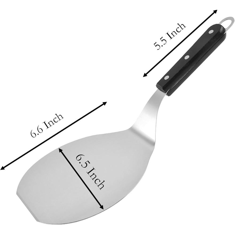 Stainless Steel Pizza Peel with Wood Handle 6.5 x 6.6 Inch Circular Arc Shovel
