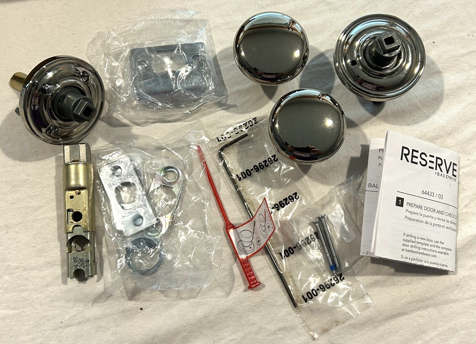 Baldwin Reserve Round Knob Privacy POLISHED NICKEL SET SKU: 9BR3532-137