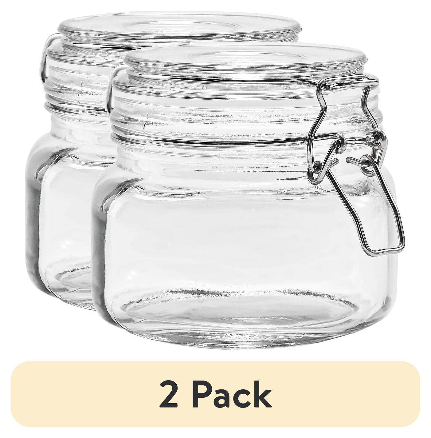 (2 pack) Glass 17 oz Lock Lid Storage Jar Canister
