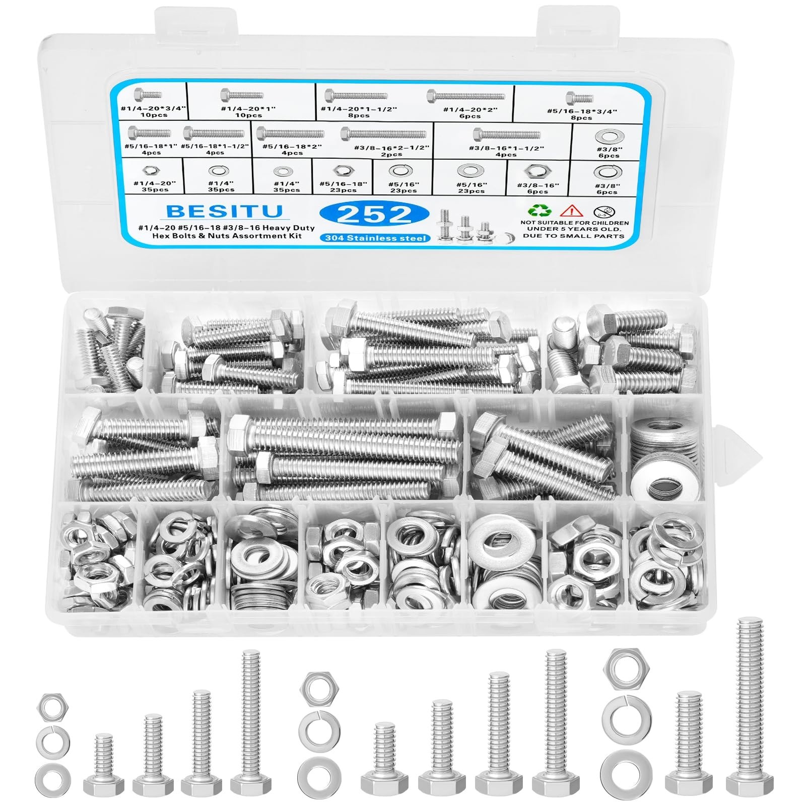 252Pcs Hex Bolts and Nuts Assortment Kit and 720Pcs Machine Screw Assortment …