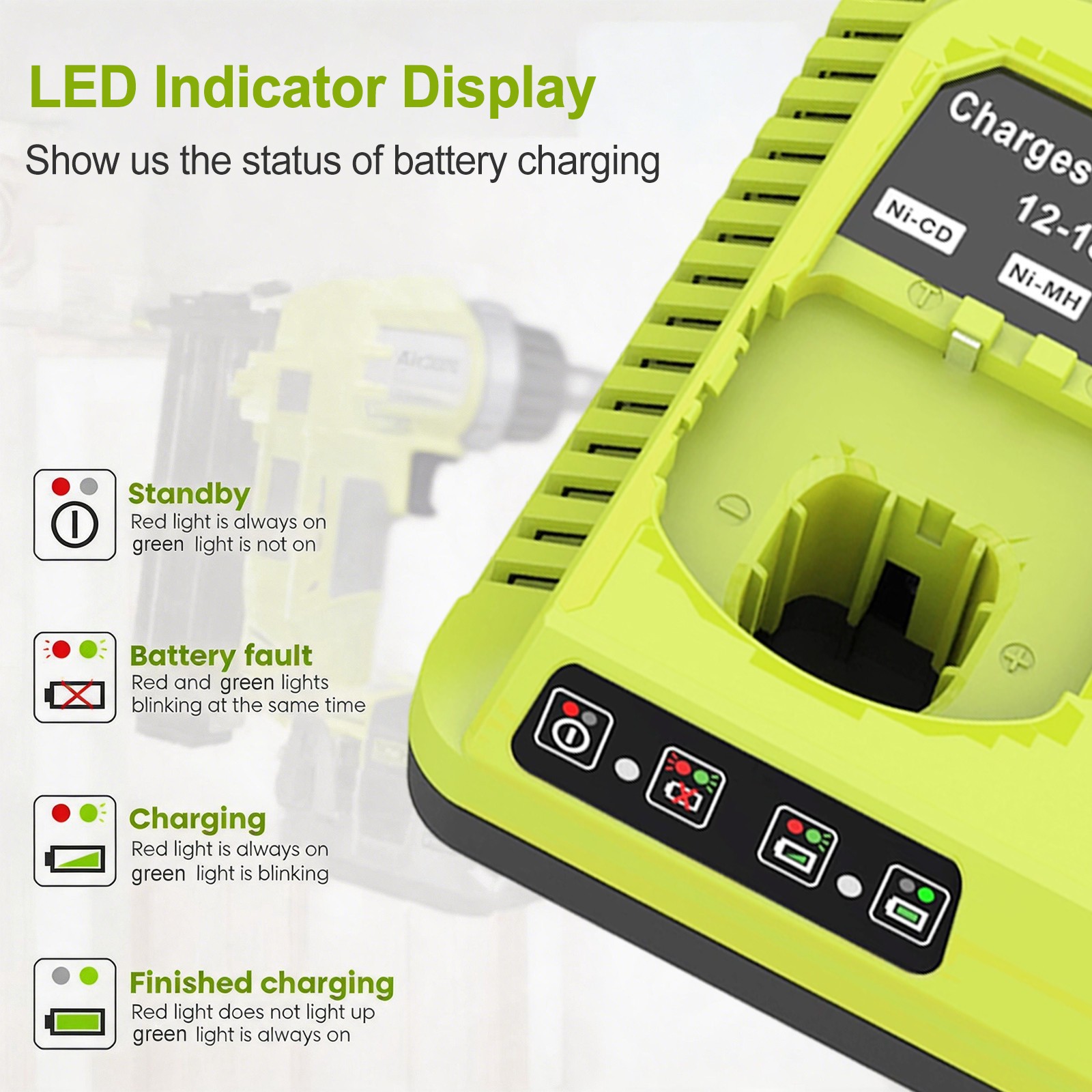 2Pack 6.5Ah 18V Lithium Battery Dual Charger for Ryobi P108 P107 P102 P105 P117