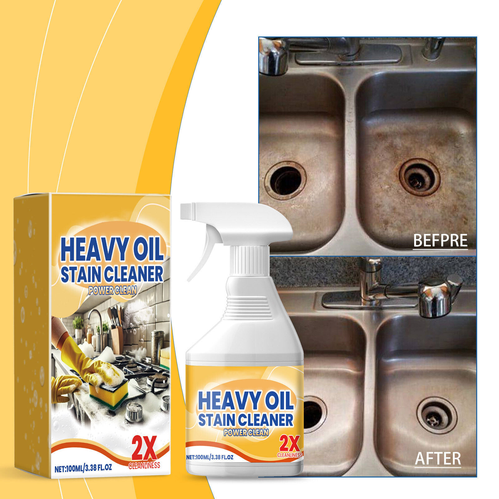 Kitchen Heavy Oil Cleaner, 2025 New All Purpose Kitchen Heavy Oil Cleaning NEW