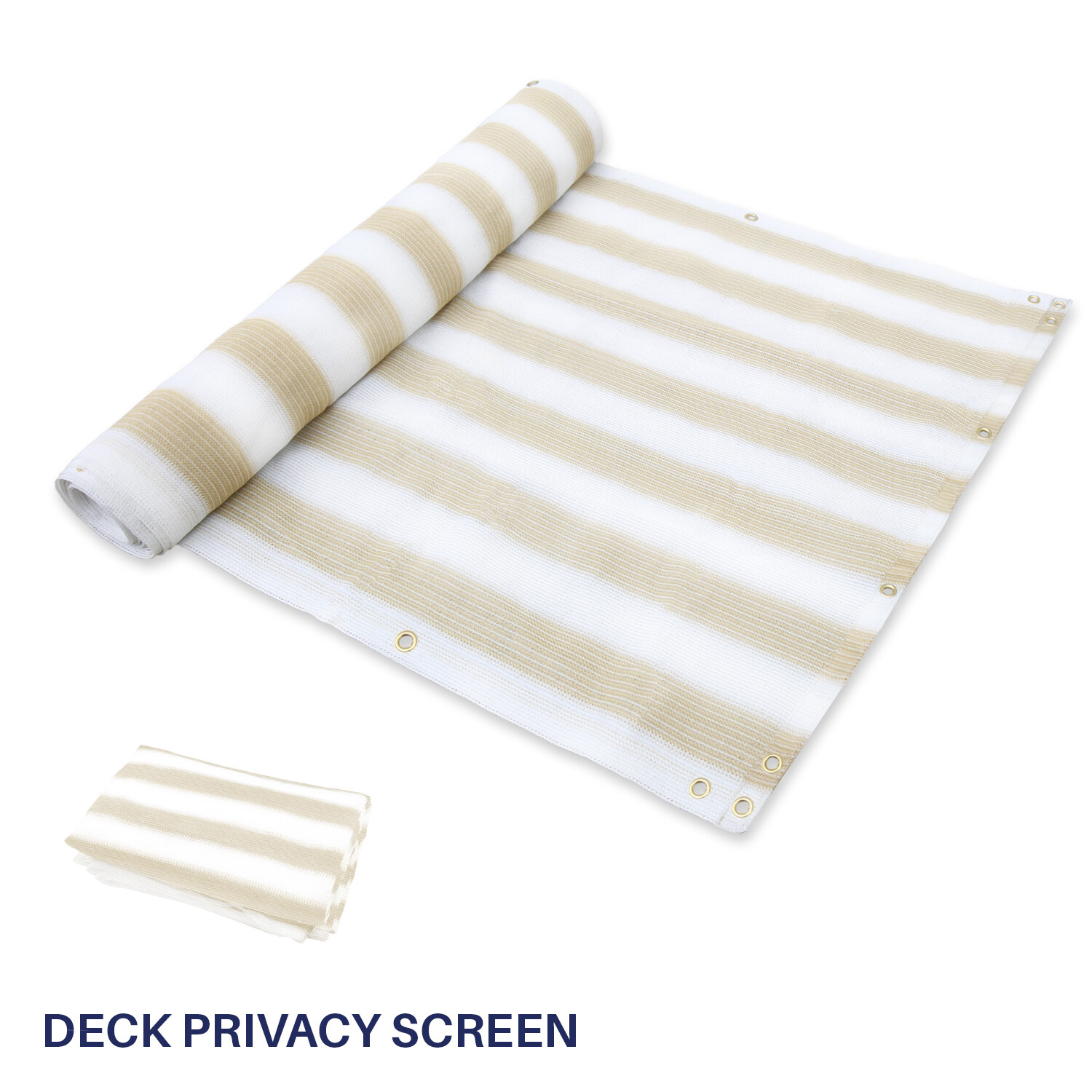 Beige White stripes Privacy Screen Fence Patio Deck Balcony Porch w/Grommets