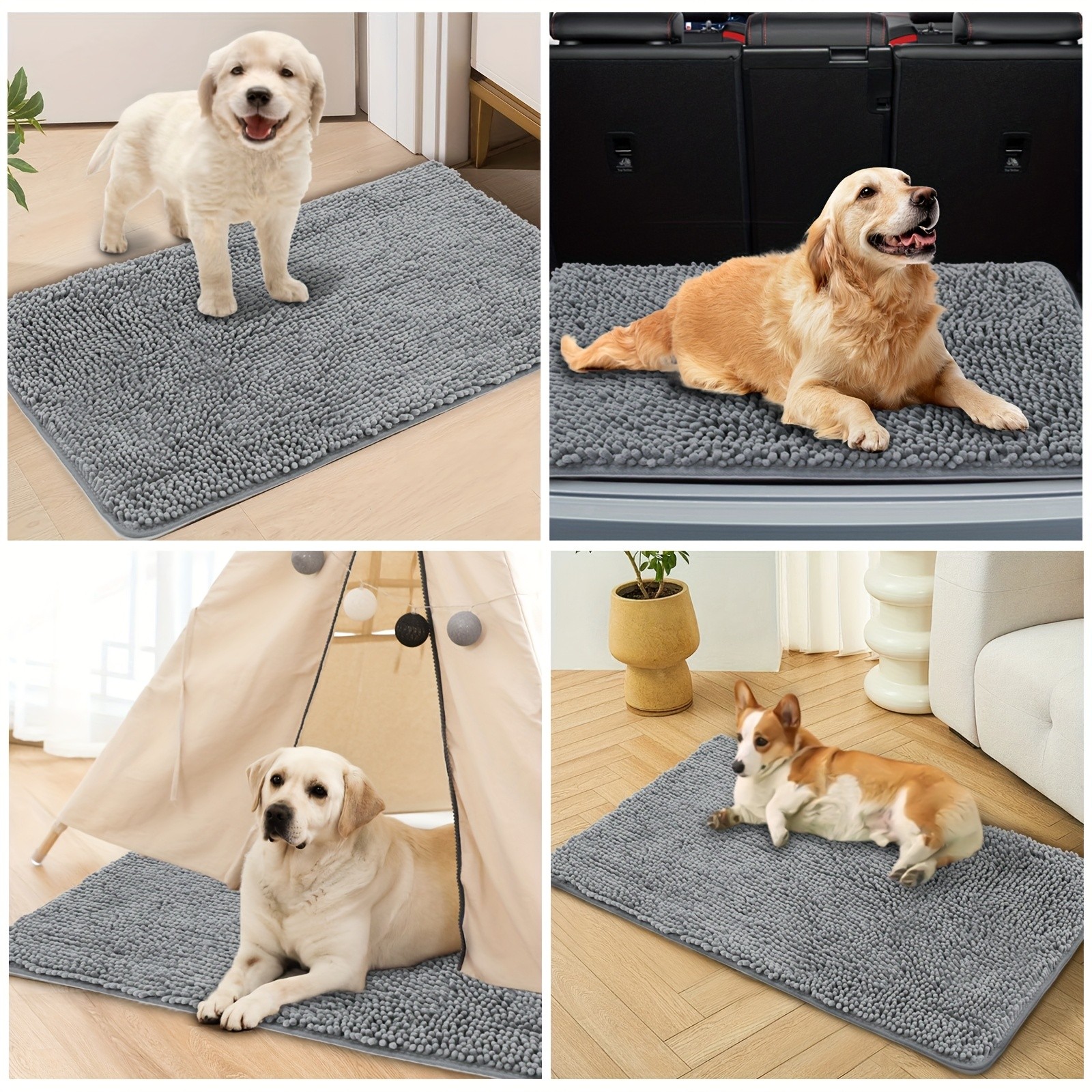 2PACK Absorbent Dog Door Mat For Muddy Paw Non-Slip Washable 24x17inch/32x20inch