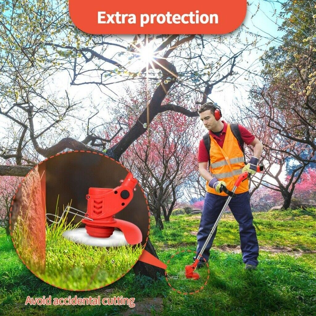 Electric Cordless Grass String Trimmer Lawn Edger Weed Wacker Cutter + 2 Battery