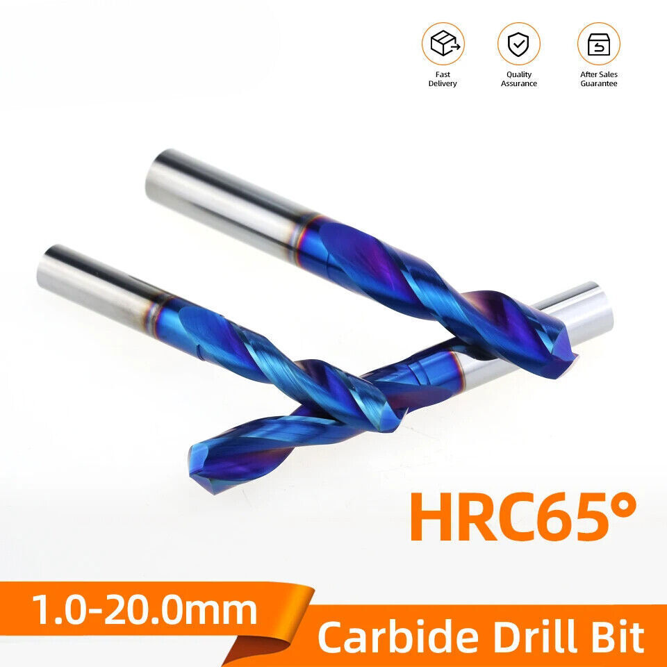 HRC65 Solid Carbide Drill Bit 1mm-13mm 2-Flute Stub Straight Shank Twist