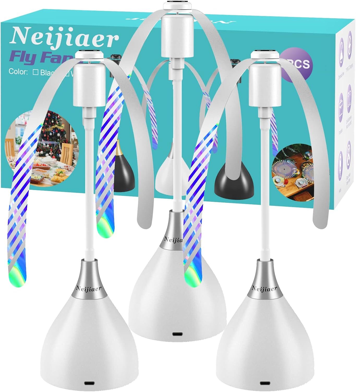 2/3/4PCS Fly Fans for Tables, Fly Repellent Fan Indoor Outdoor for Picnic, Party