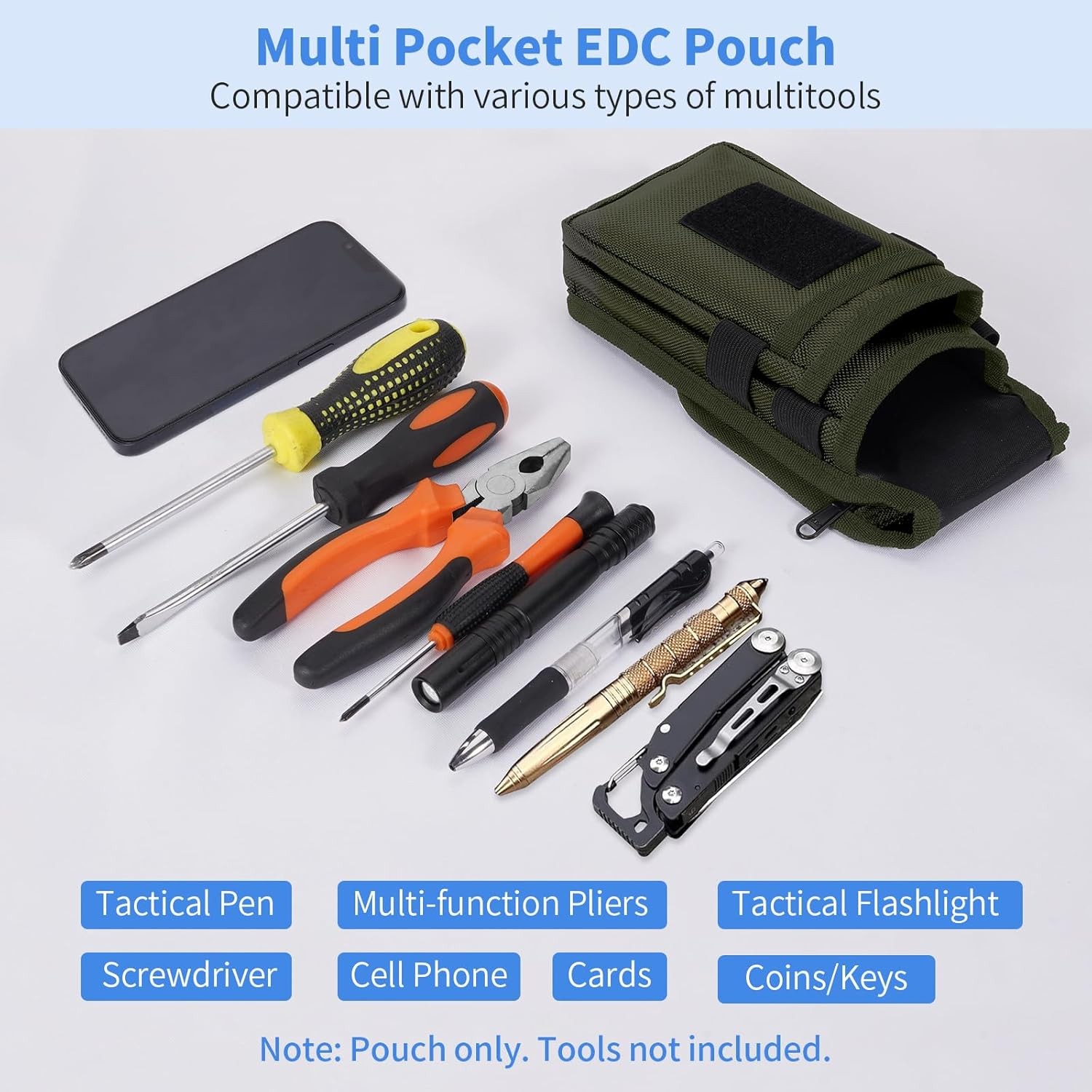 Belt Tool Pouch Multitool Organizer Holster Nylon Bag for EDC Gears Cellphone