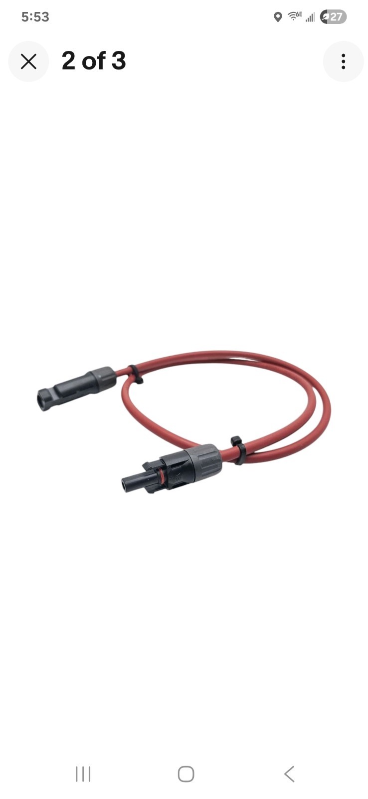 1ft MC4 Jumper 10 AWG Cable [Black]