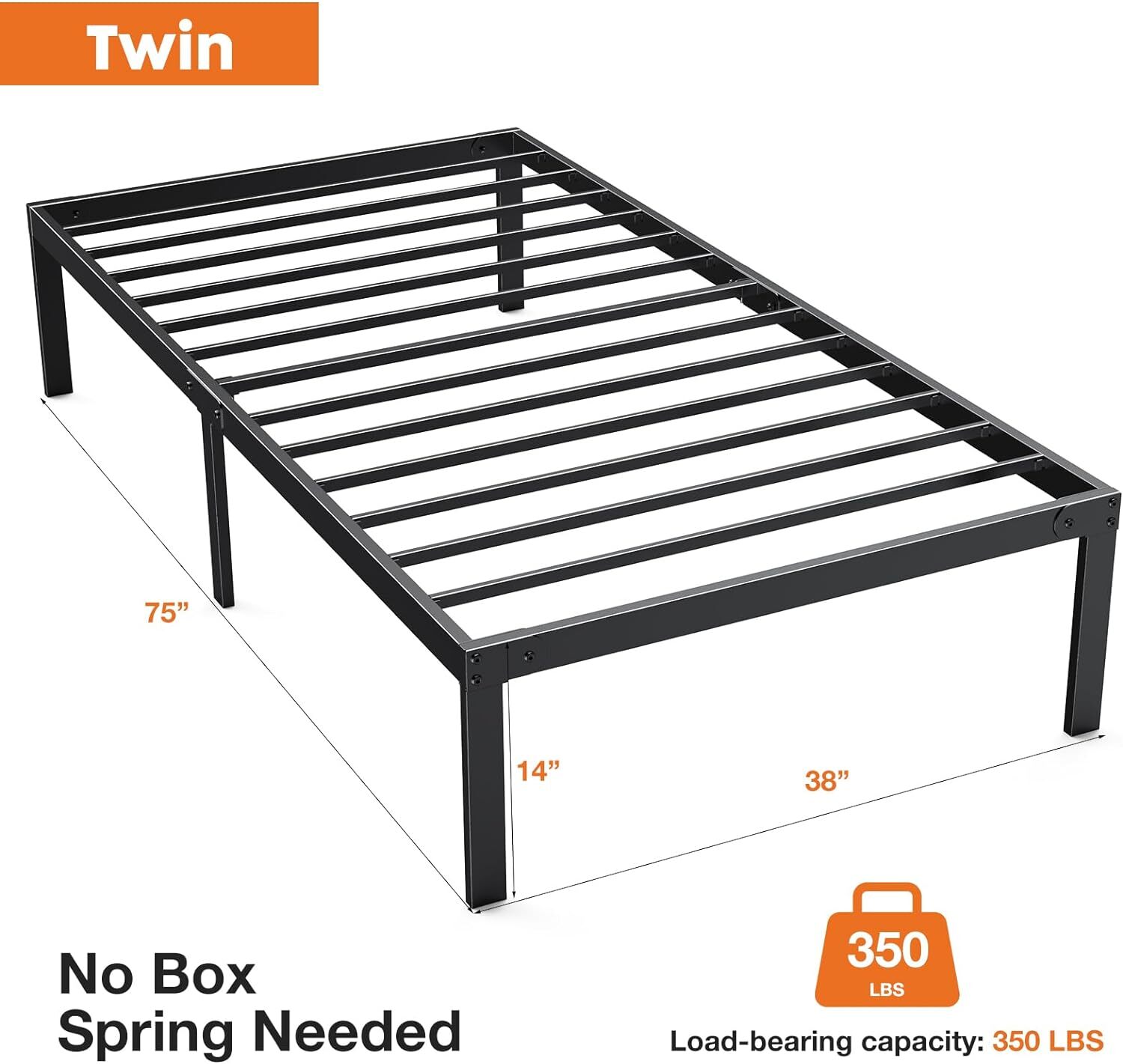 Metal Queen King Full Size Bed Frame Bedroom Sturdy Steel Slat Support Bedstead
