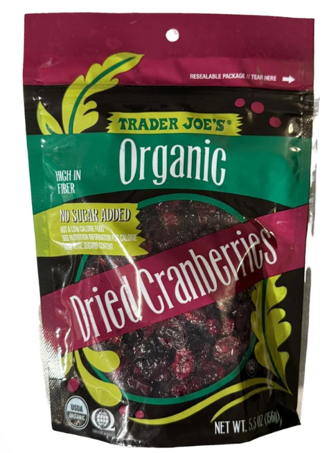 5-Pack Trader Joe’s Organic Dried Cranberries, No Sugar Added