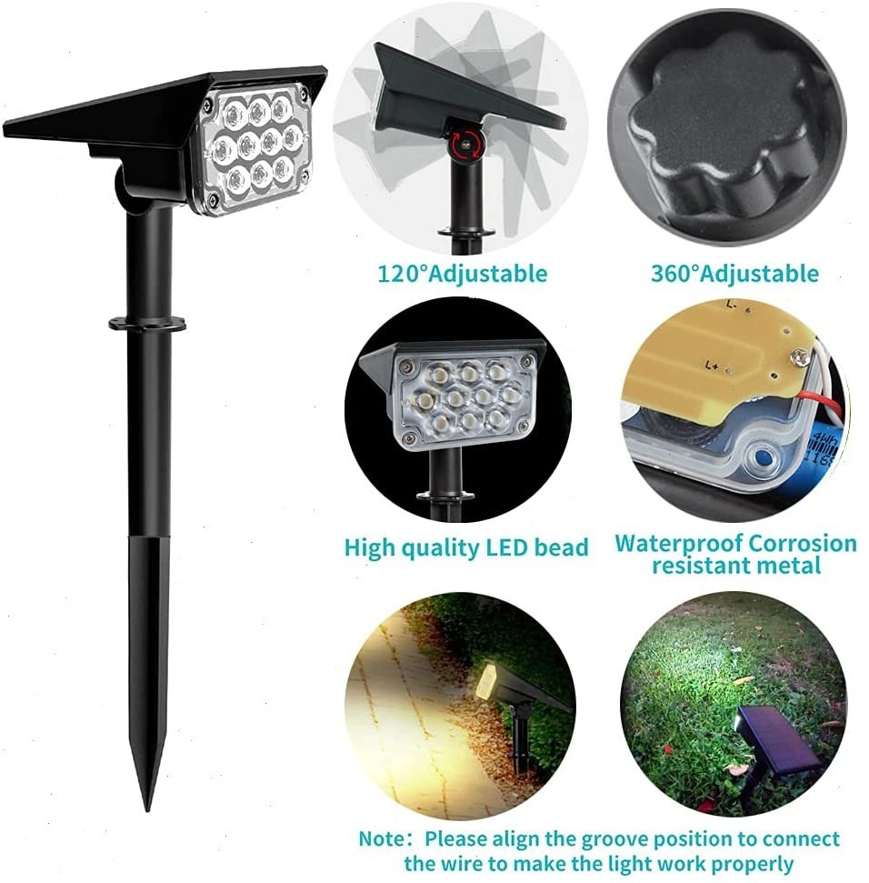 T-SUN 2Packs LED Solar Garden Lights Landscape Lights Outdoor Pathway Waterproof
