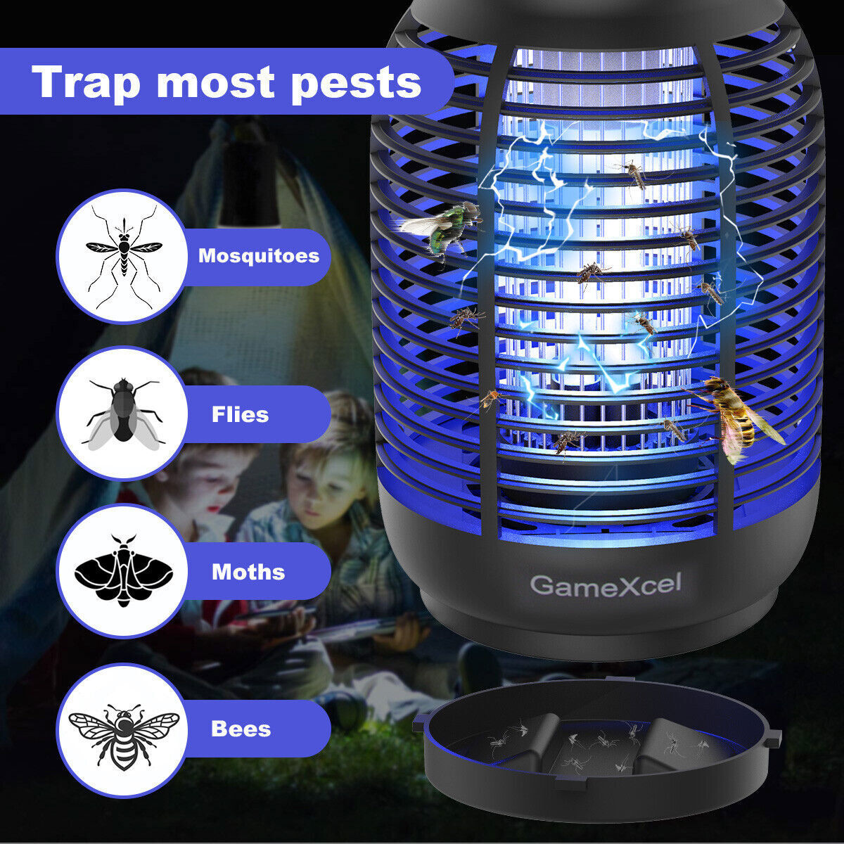 Mosquito Fly Bug Insect Zapper Killer Electronic Light Trap Lamp Indoor Outdoor