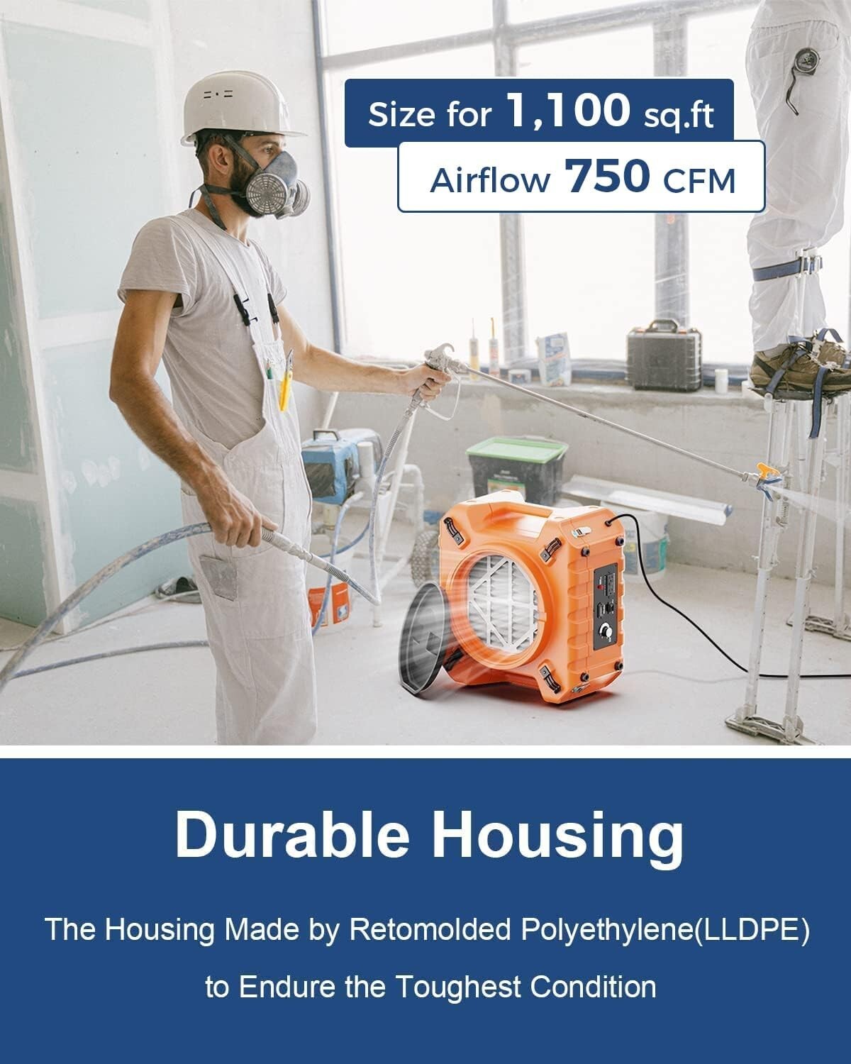 ALORAIR HEPA 750CFM HEPA Air Scrubber UV-C 3-Stage Filtr Professional Air Cleane