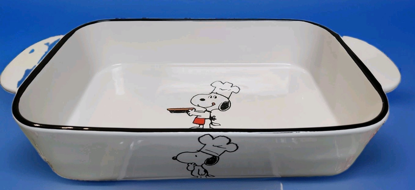 Peanuts Snoopy Chef Large Baking Dish 14.2×7.4×2.7 In By Gibson