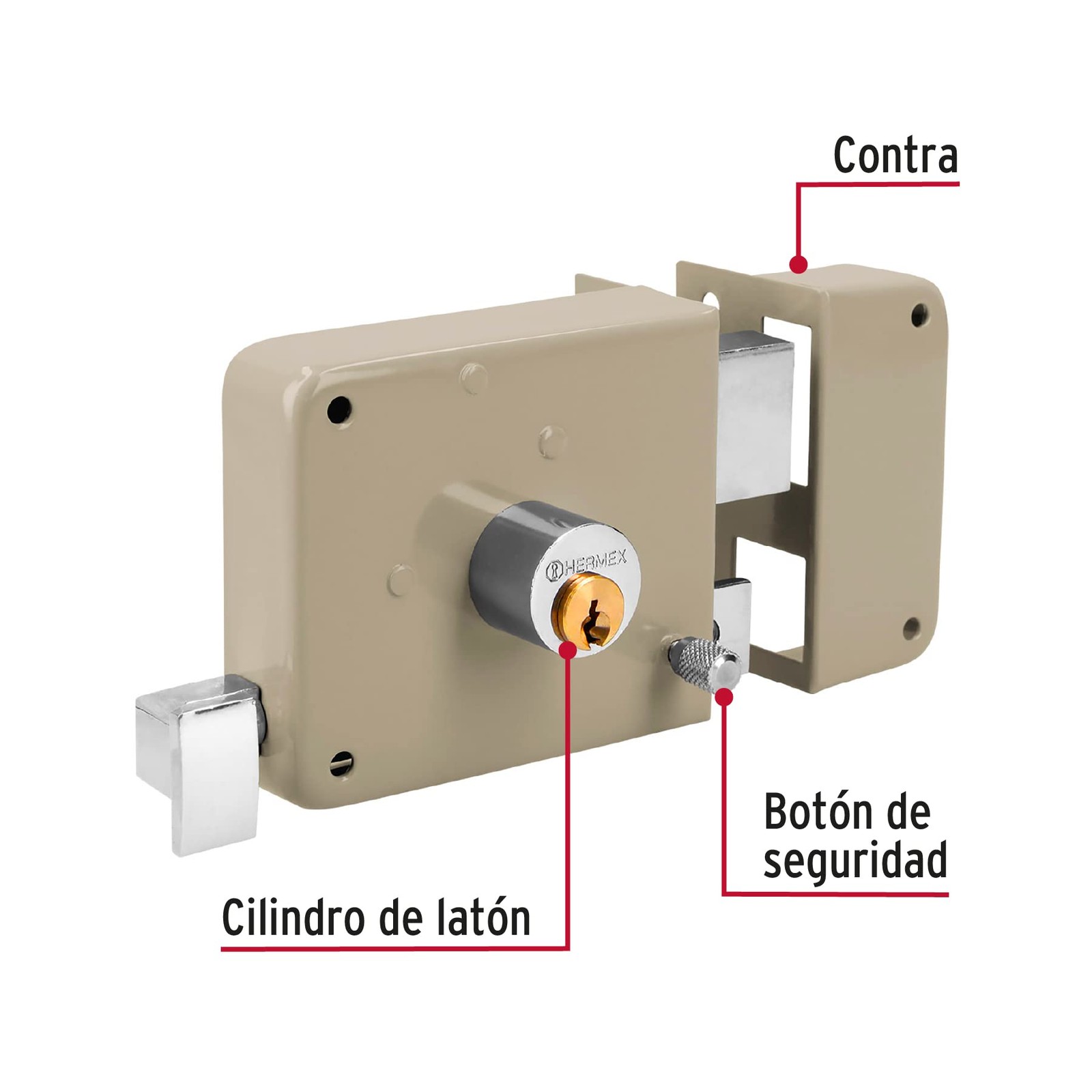Truper 43583 / CS-70DB – Right Rim, Deadbolt Rim Door Lock Set, Standard Key