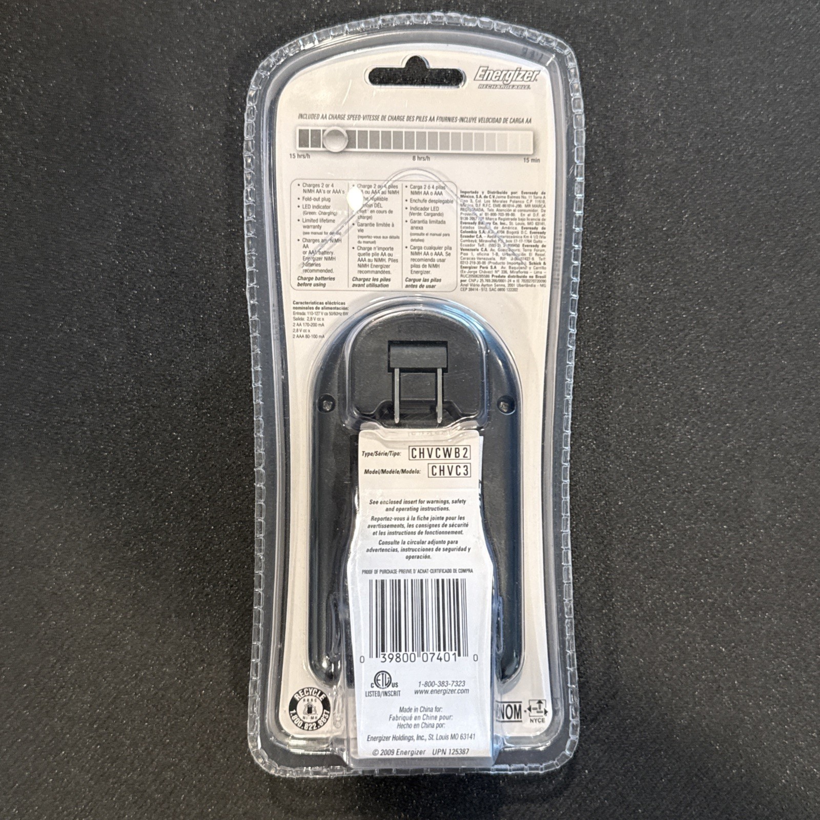 Energizer CHVCWB2 Value Plug-In Battery Charger, AA Batteries/Sealed!