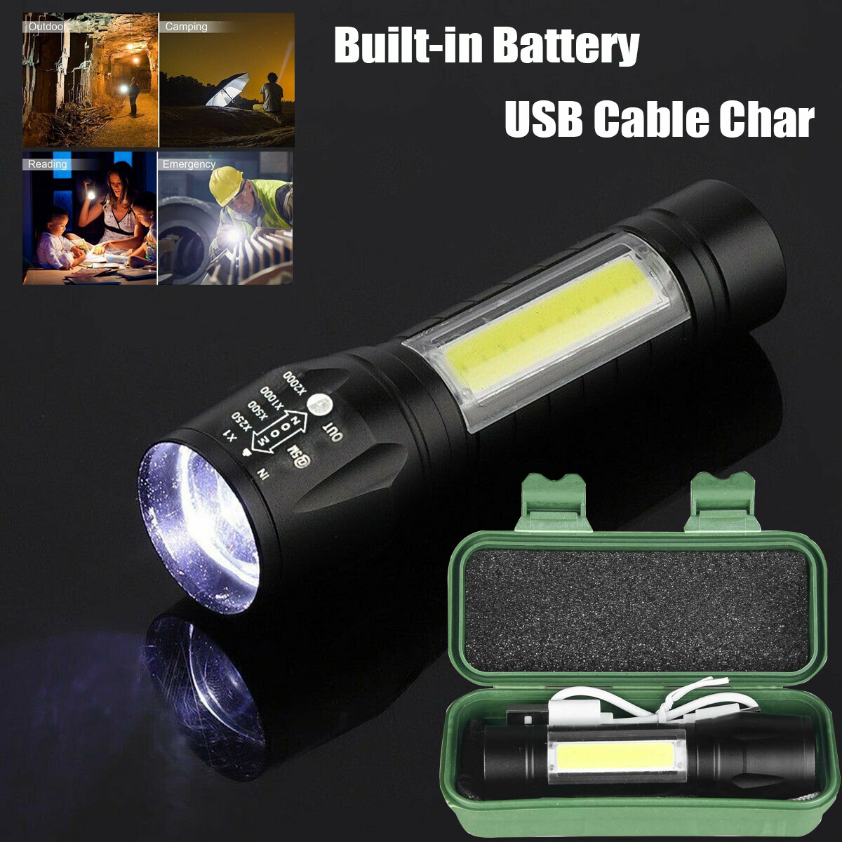 Rechargeable 990000LM LED Flashlight Tactical Police Super Bright Torch Zoomable