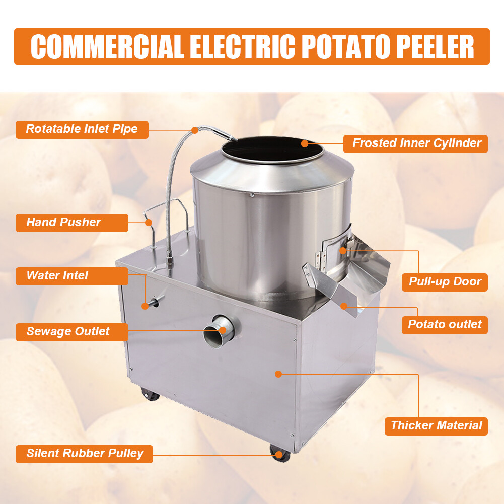 220KG / H Potato Washer 1500W Electric 430 Stainless Steel Potato Peeler