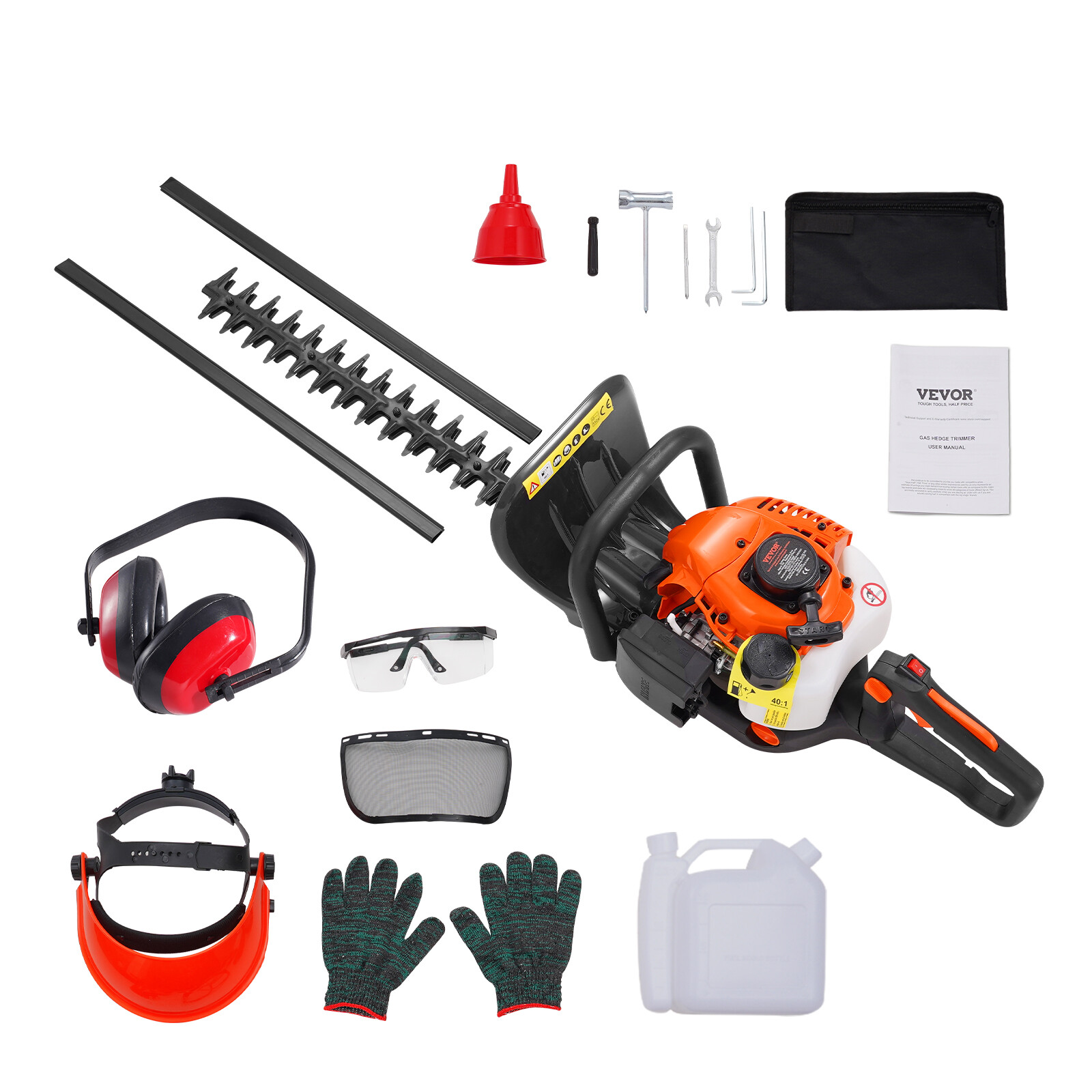 VEVOR 23.2″ 26CC 2 Cycle Gas Hedge Trimmer Gas Powered Handheld Hedge Trimmer