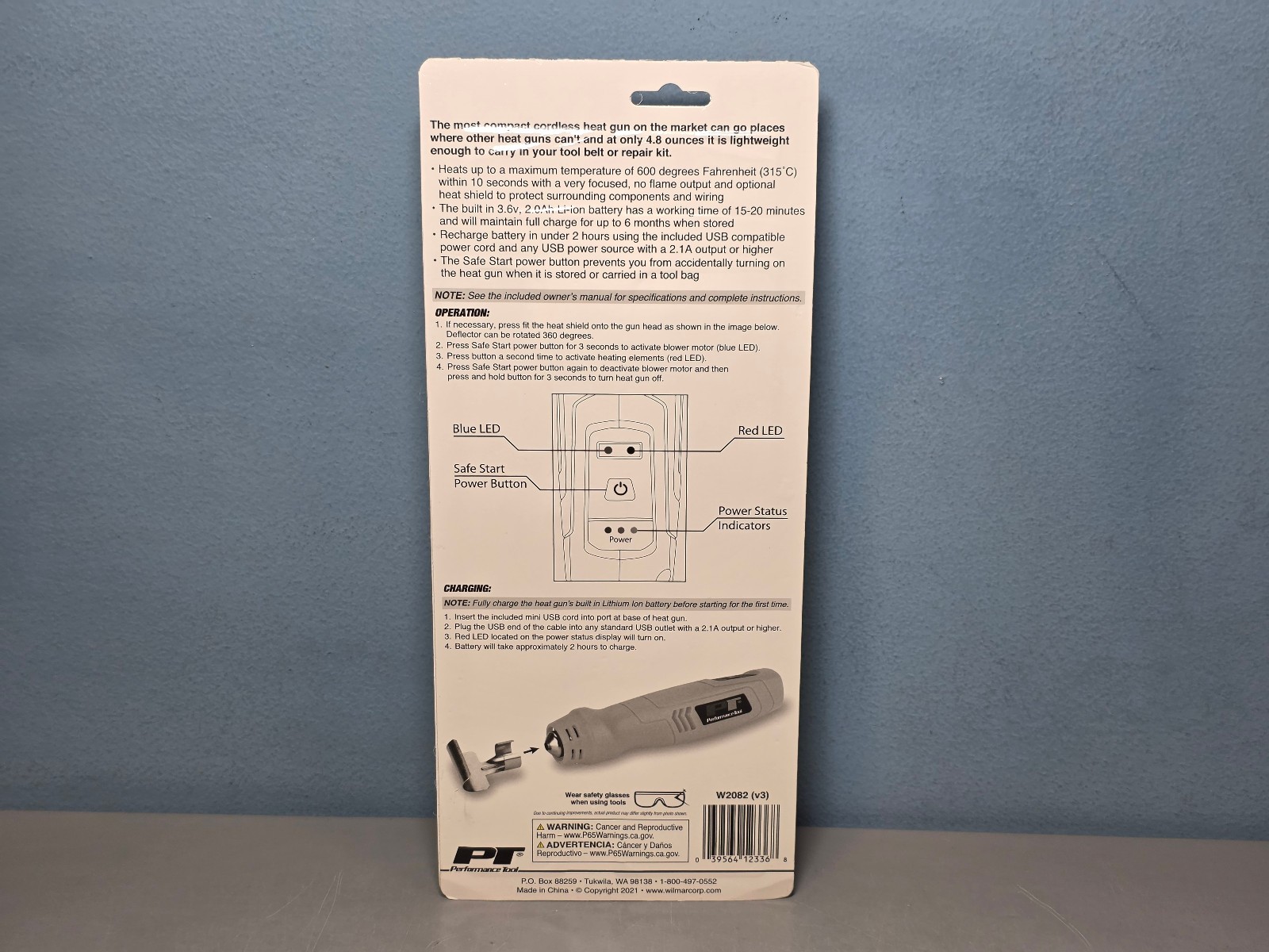 Performance Tool Cordless Heat Gun W2082 -Rechargable, 600°F Max, New & Sealed