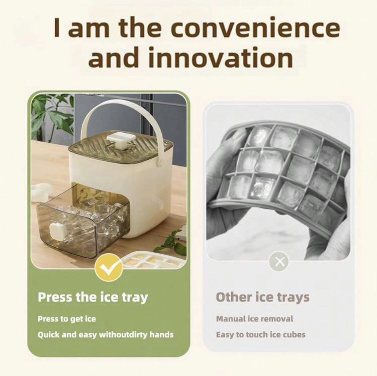 1pc Easy Release 48-Grid Ice Cube Tray One-Touch Ice Mold Storage Tray