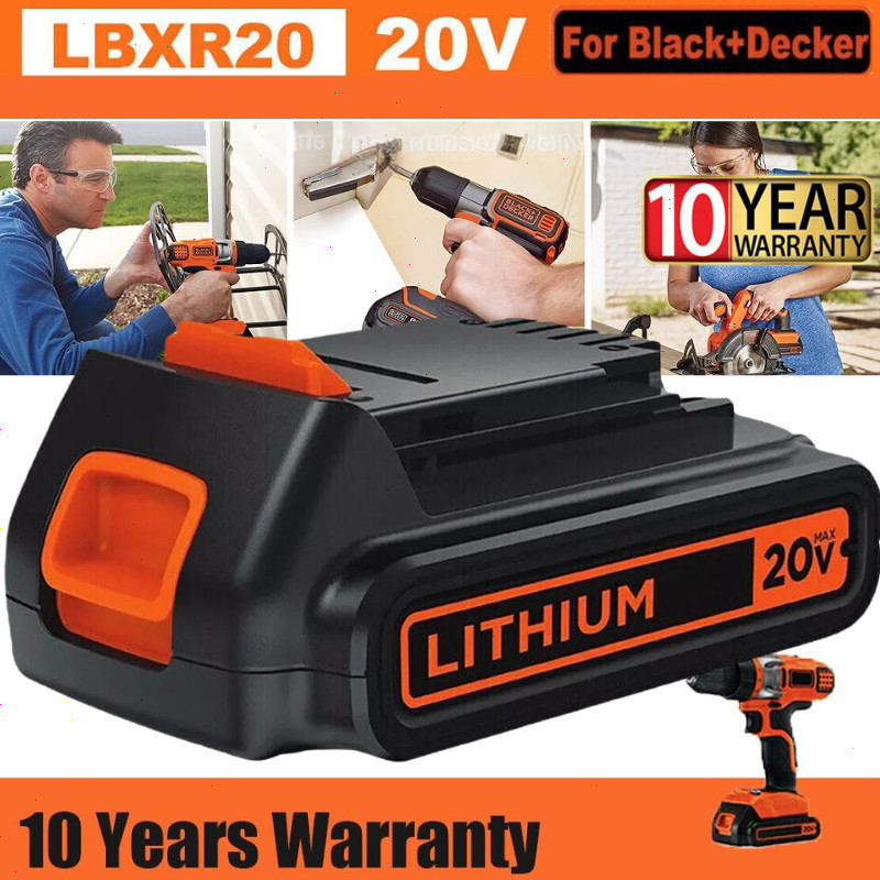 2Pack 20V Lithium-ion 1.5Ah Battery/Charger for BLACK DECKER 20 Volt LBXR20 LB20