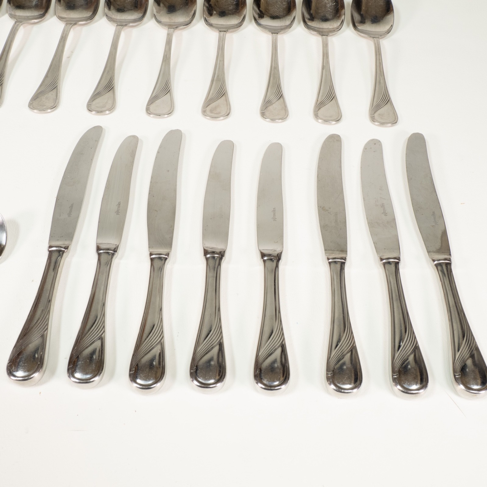 Mafil Vanstahl Unknown Pattern Stainless Steel Flatware Set of 35 Portugal