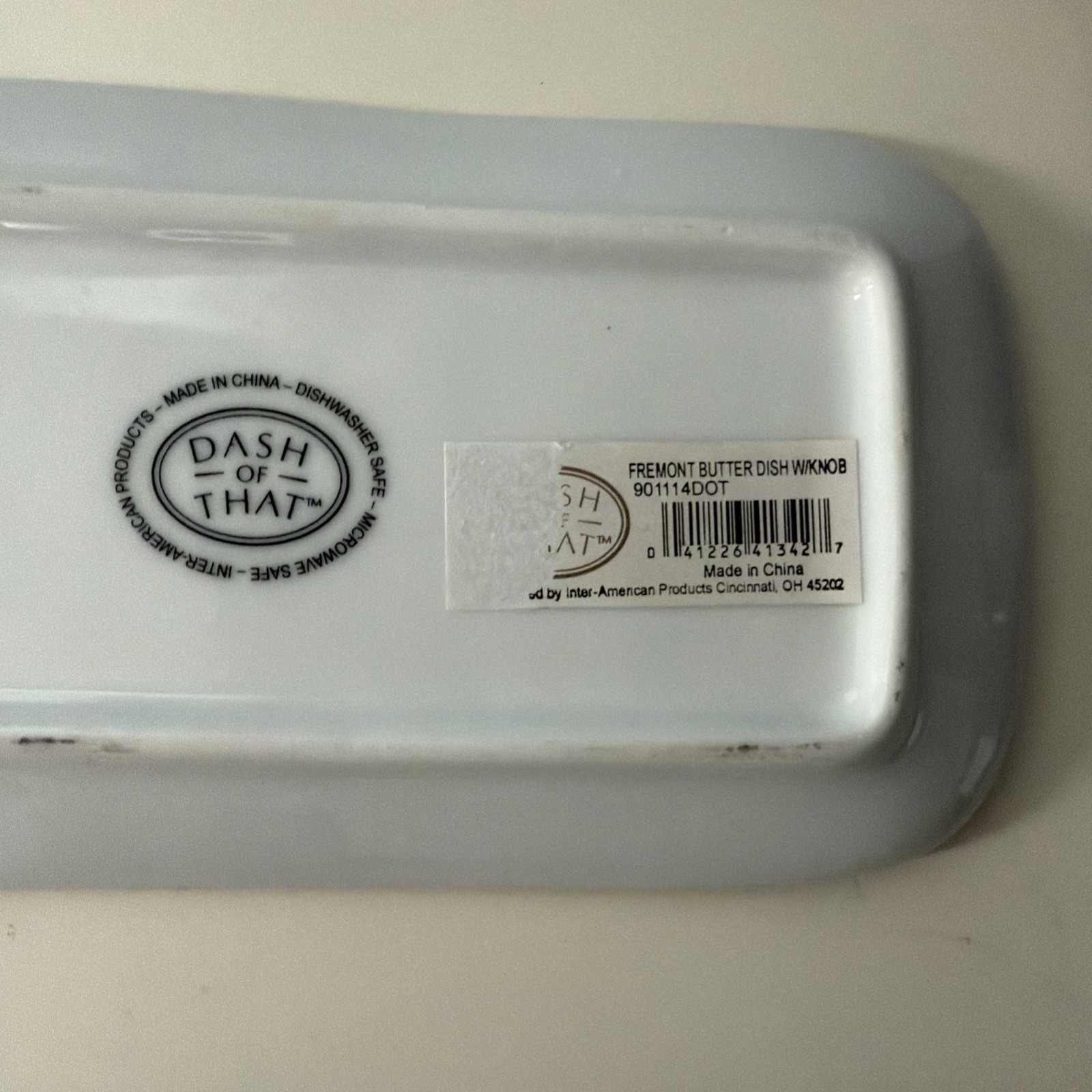 DASH OF THAT~ Covered Butter Dish Ceramic White~one Stick~ NEW