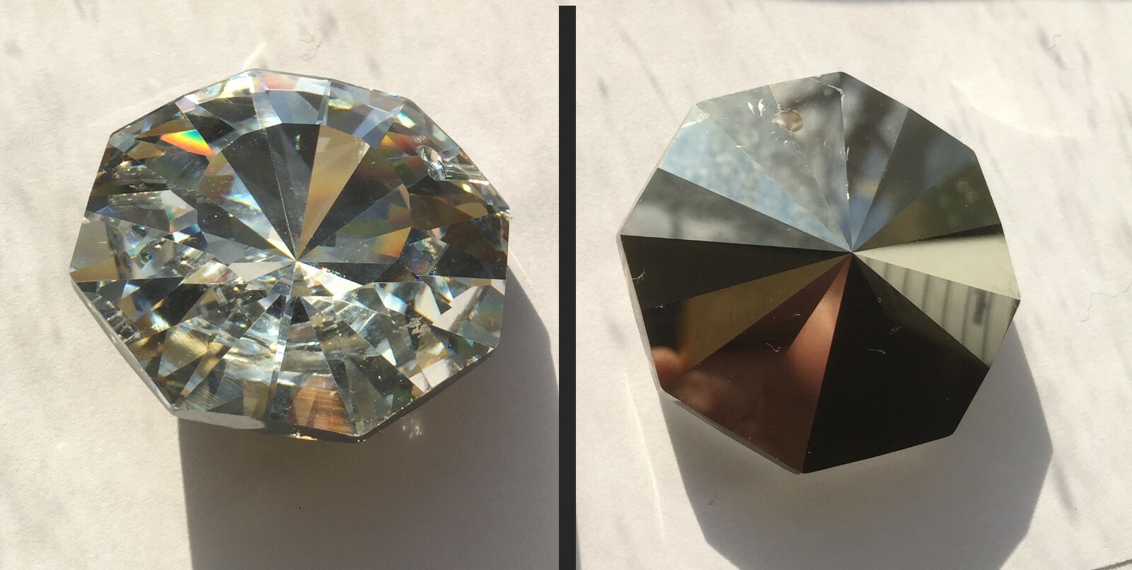 Rare vtg Swarovski Crystal 40mm Octagon CAL 6208 Sunburst Suncatcher Lrg Pendant