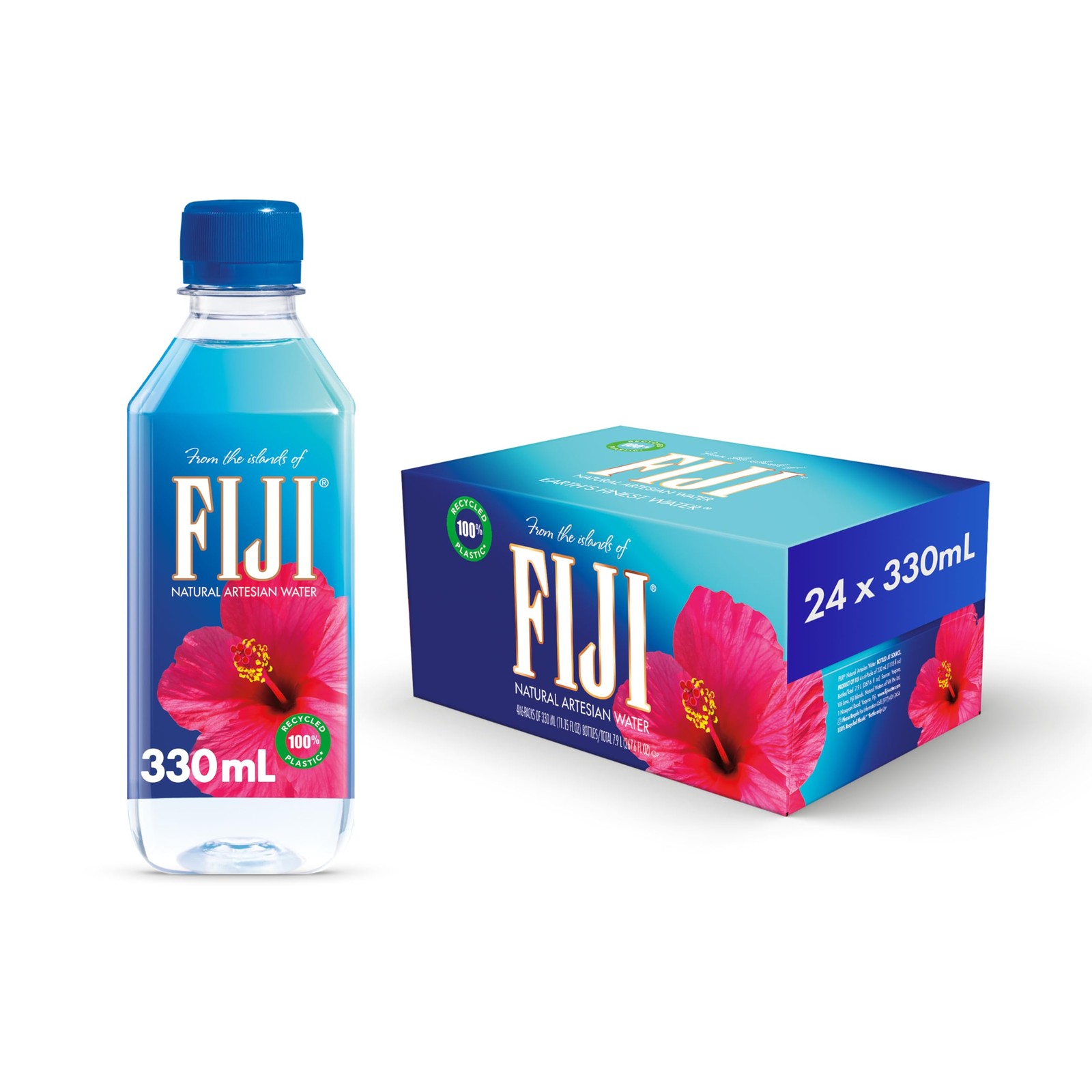 FIJI Natural Artesian Bottled Water 330mL / 11.15 Fl Oz (Pack of 24)