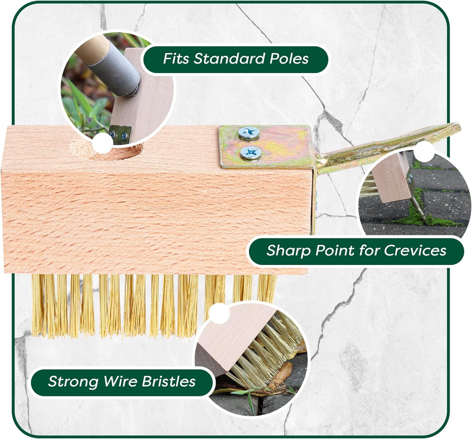 Moss & Weed Remover Wired Grout Cleaner Brush Great for Cleaning Decks Pavers
