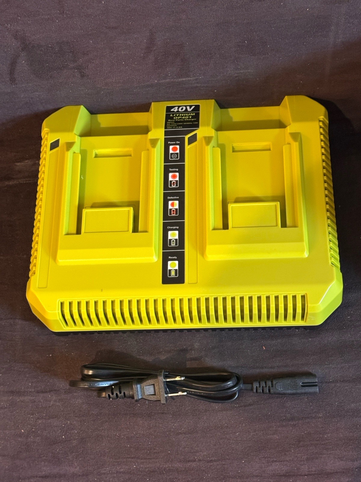 40V Charger for Ryobi,OP401 40 Volt Lithium ion Battery Dual Charger w cord