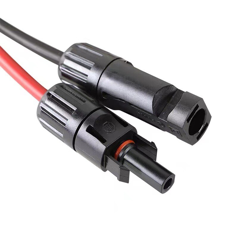 Black+Red 10 AWG Solar Panel Extension Cable Silicone Flexible Wire Connectors