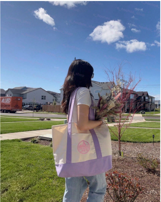 Trader Joe’s Canvas Large Purple Shopping Bag Limited Tote Lavender New W/Tags