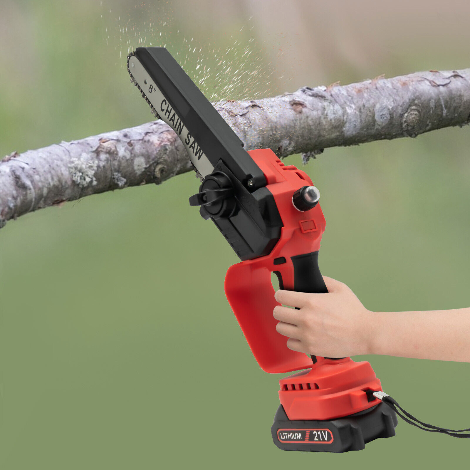 Mini Chainsaw Cordless 8 8 Inch Electric Chain Saw 800W With 2 Battery Power US