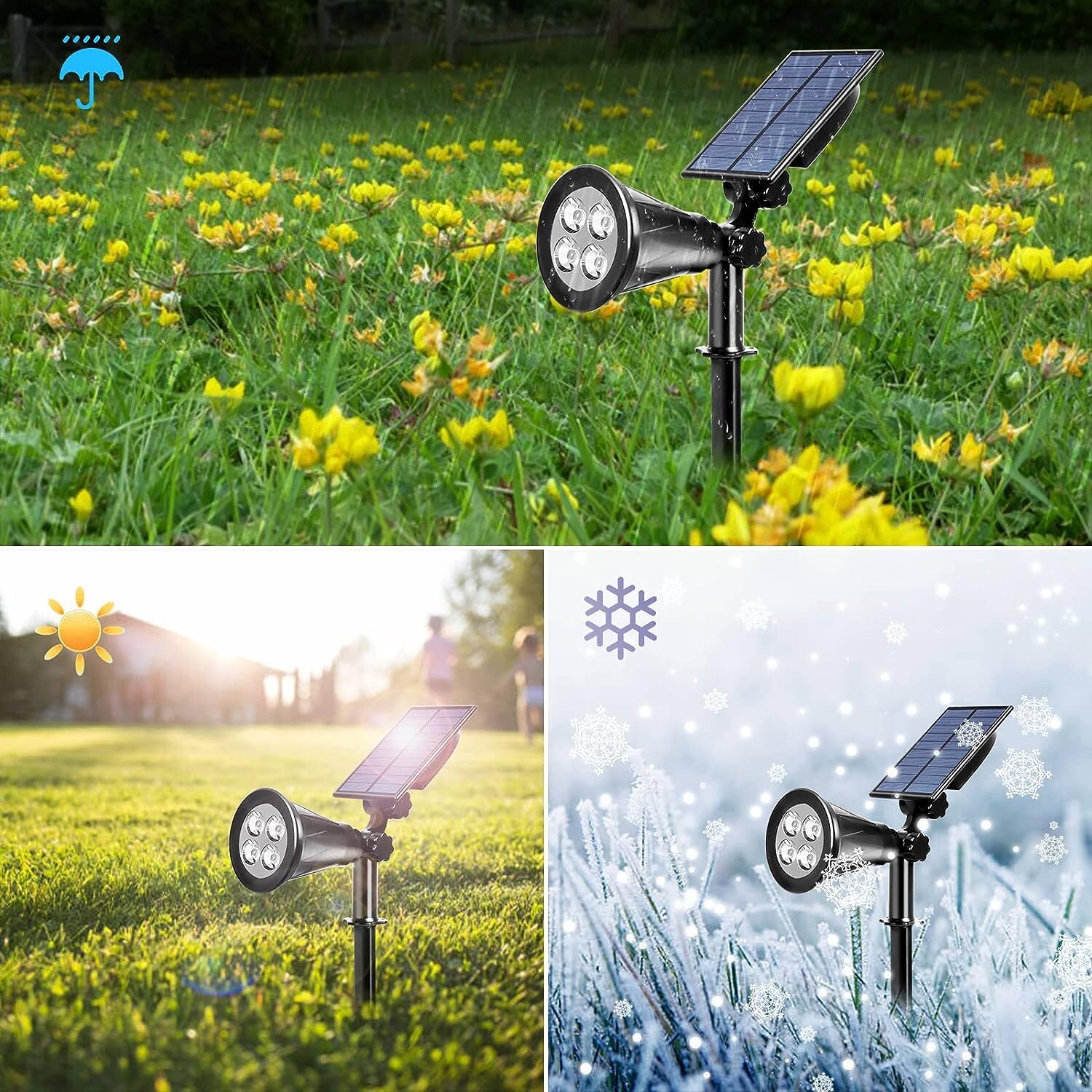 2 Pack Solar Powered Spotlight Outdoor Garden Lawn Landscape Waterproof LED Lamp