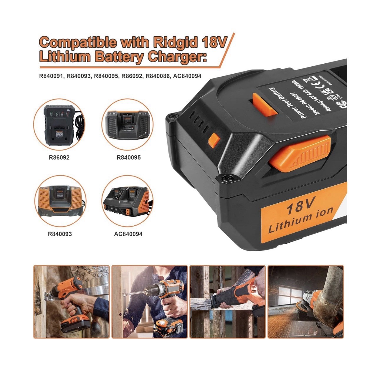 2 PACK 6.0Ah Lithium Battery For RIDGID 18V R840083 R840085 R840086 R840087 DEAL