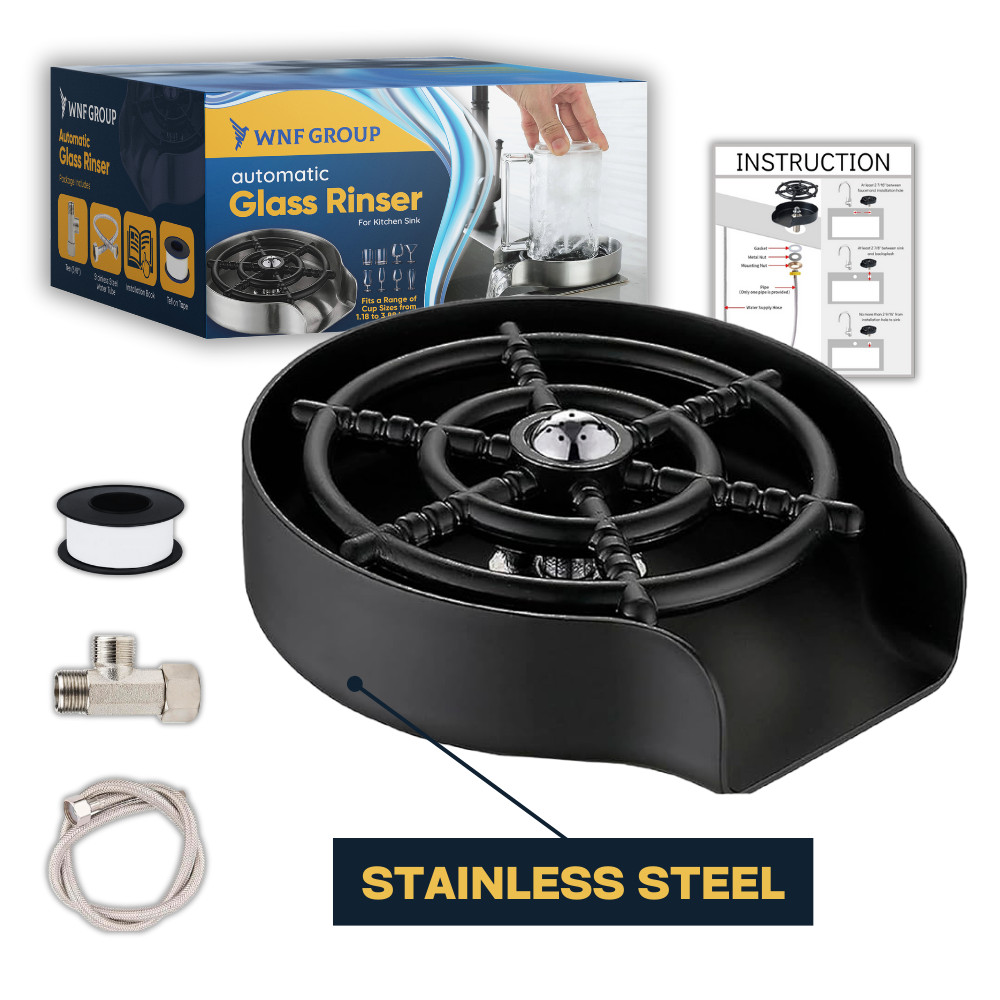 Automatic Glass Rinser for Kitchen Sink – 360° Quick Clean