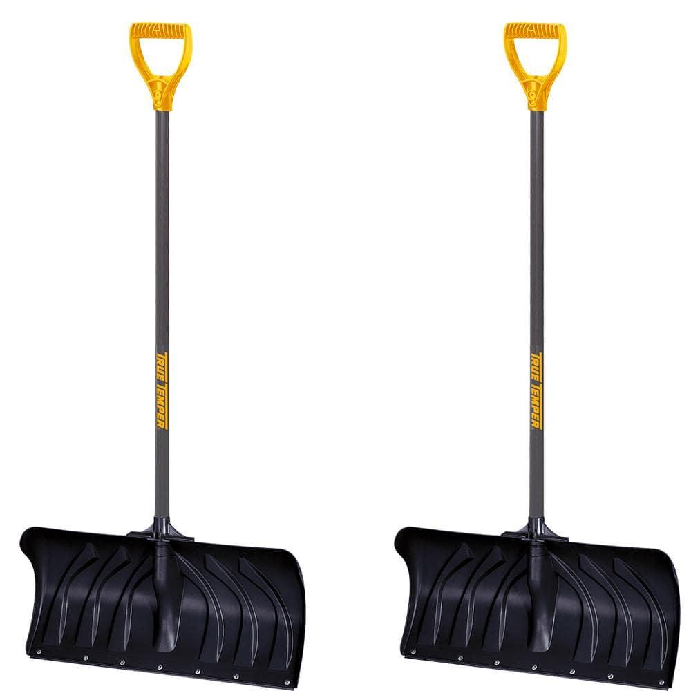 Snow Shovel 2 Pc True Temper 24in Blade Steel Handle Winter Slush Pusher Durable