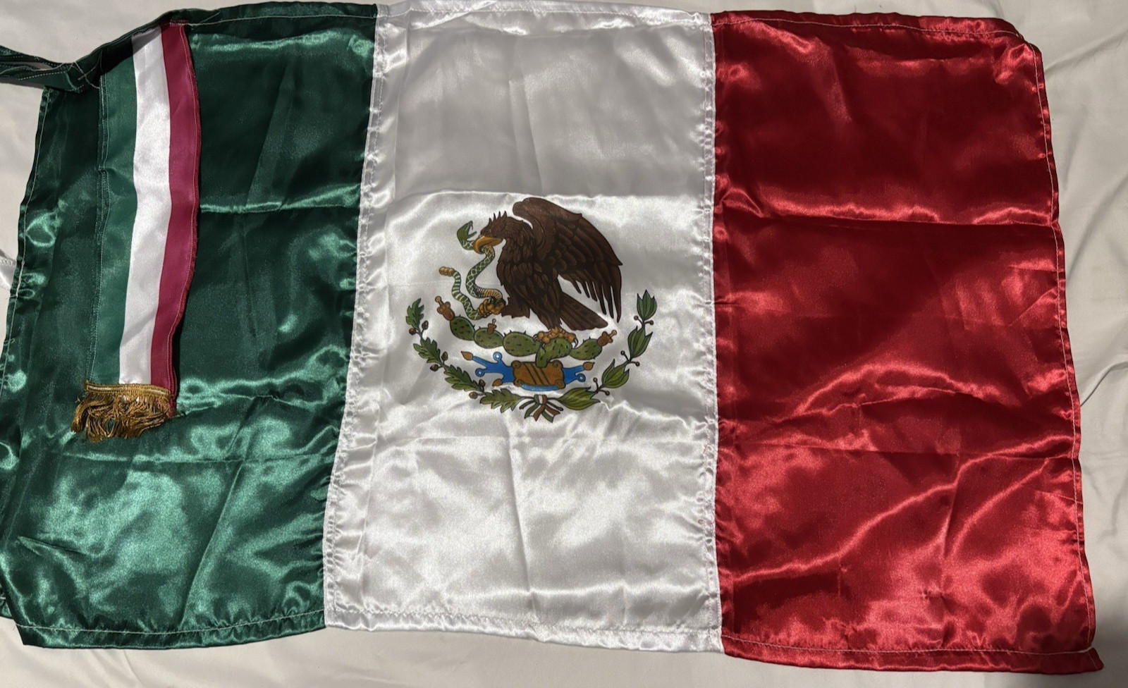 Large Mexico Satin Flag 80×51 Patriotic Mexican Banner Made In Mexico